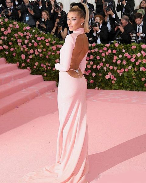 2020 meta gala red carpet celebrity dresses pink simple mermaid long sleeves backless floor length with belt prom dresses evening party, Black;red
2020 meta gala red carpet celebrity dresses pink simple mermaid long sleeves backless floor length with belt prom dresses evening party, Black;red