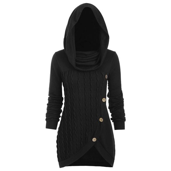 women hooded sweaters button asymmetric plus size casual winter fashion sweater lady solid long pullovers, White;black
women hooded sweaters button asymmetric plus size casual winter fashion sweater lady solid long pullovers, White;black