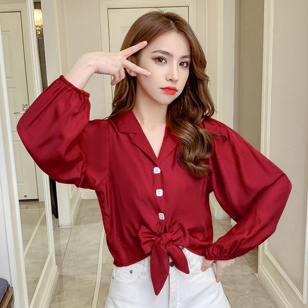 2019 new autumn fashion brief casual women shirts bow full sleeve chiffon tether blouse shirt white red black 1357
2019 new autumn fashion brief casual women shirts bow full sleeve chiffon tether blouse shirt white red black 1357