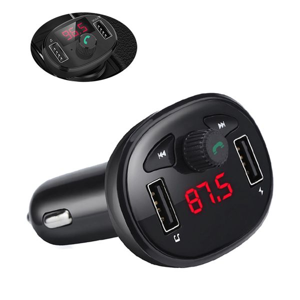 

bluetooth car usb charger cigarette lighter power 12-24v fm transmitter usb2.0 wireless radio adapter mp3 player 5v / 2.1a