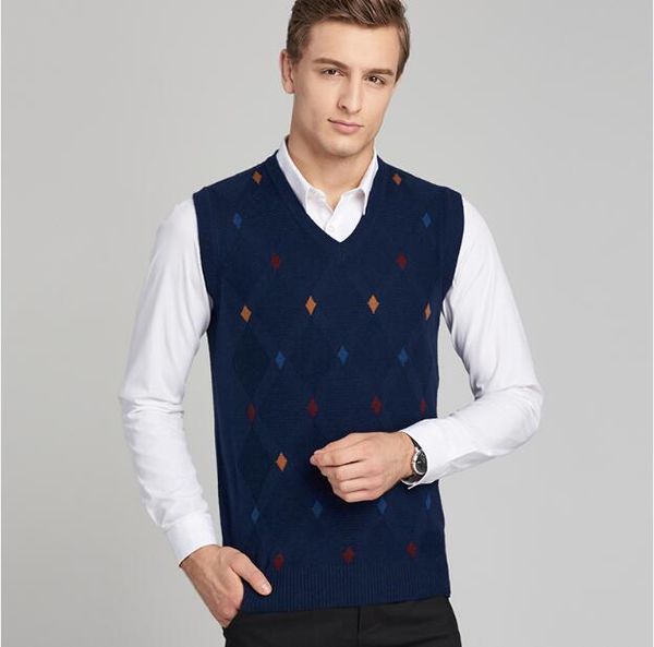 autumn winter men's wool v-neck sleeveless knitted vest fashion casual argyle slim sweater pullovers, Black;white
autumn winter men's wool v-neck sleeveless knitted vest fashion casual argyle slim sweater pullovers, Black;white