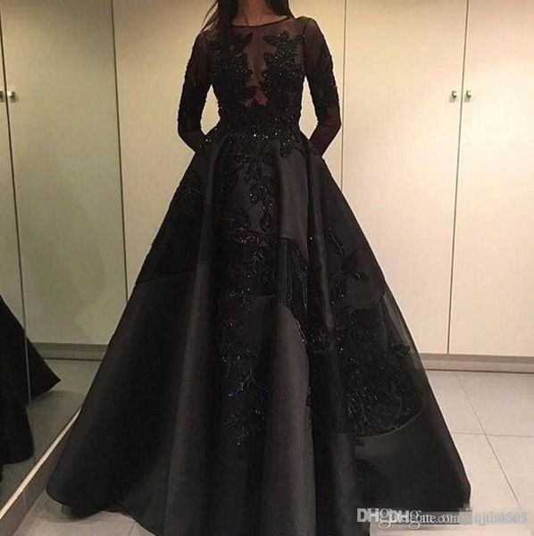 new zuhair murad formal evening celebrity dresses with overskirts train black lace long sleeve arabic dubai fashion prom party gowns aw483
new zuhair murad formal evening celebrity dresses with overskirts train black lace long sleeve arabic dubai fashion prom party gowns aw483