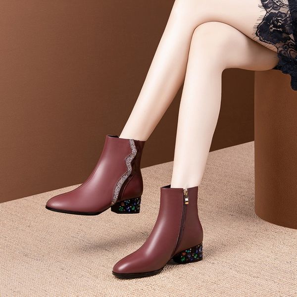 mljuese 2020 women ankle boots cow leather winter short plush crystal zippers high heels boots wine red color women 42, Black
mljuese 2020 women ankle boots cow leather winter short plush crystal zippers high heels boots wine red color women 42, Black
