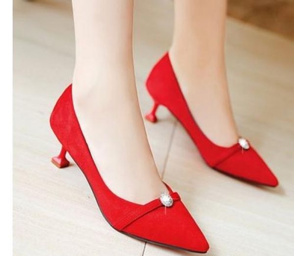 women's shoes in spring and autumn high fine heel pointed end suede water drill@1366353, Black
women's shoes in spring and autumn high fine heel pointed end suede water drill@1366353, Black