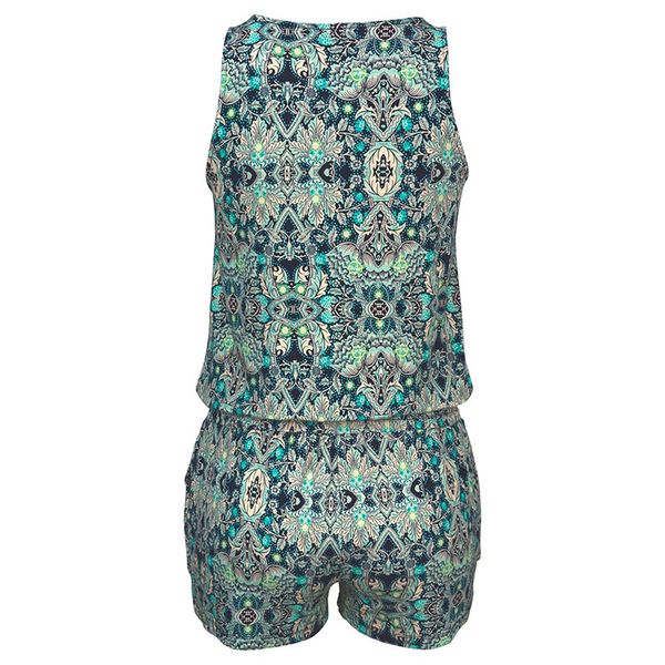 women boho print v-neck sleeveless jumpsuit shorts for summer js24, Black;white 
women boho print v-neck sleeveless jumpsuit shorts for summer js24, Black;white