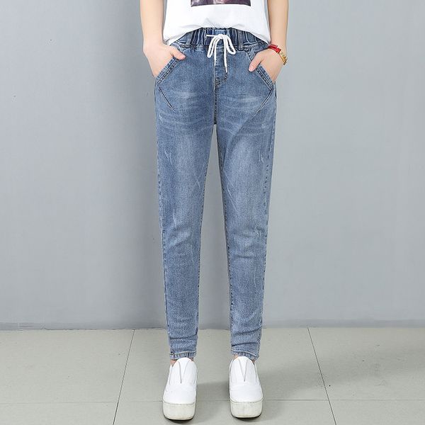 women solid jeans 2019 new autumn winter fashion splice high waist elastic drawstring pockets thickening wild long harem pants, Blue
women solid jeans 2019 new autumn winter fashion splice high waist elastic drawstring pockets thickening wild long harem pants, Blue