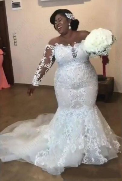 mermaid plus size wedding dresses 2019 long sleeves lace mesh applique beaded court train wedding gowns vestidos de novia, White
mermaid plus size wedding dresses 2019 long sleeves lace mesh applique beaded court train wedding gowns vestidos de novia, White