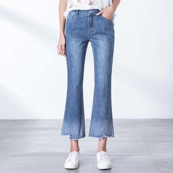 women's jeans summer women mid waist pants stretch denim nine points wide leg female casual slim ankle-length for girl, Blue
women's jeans summer women mid waist pants stretch denim nine points wide leg female casual slim ankle-length for girl, Blue
