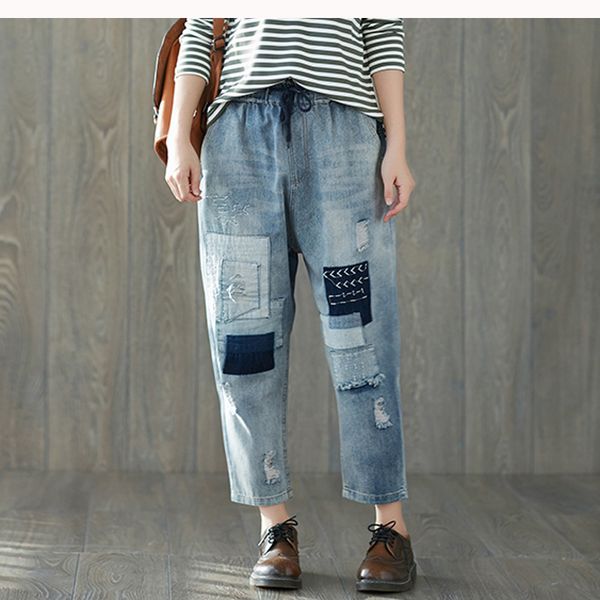 women jeans denim pants bottom trousers big loose patchwork distressed retro vintage fashion casual for spring summer bo19591618, Blue
women jeans denim pants bottom trousers big loose patchwork distressed retro vintage fashion casual for spring summer bo19591618, Blue