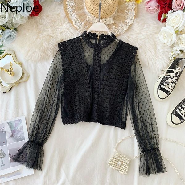 women's blouses & shirts neploe polka dot mesh women two pieces shirt lace patchwork korean 2021 spring flare long sleeve o-neck botto, White
women's blouses & shirts neploe polka dot mesh women two pieces shirt lace patchwork korean 2021 spring flare long sleeve o-neck botto, White