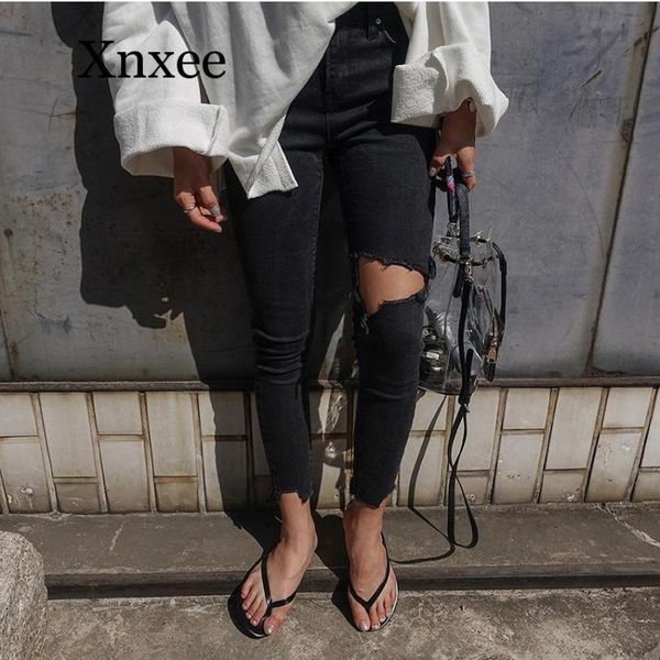 black long pants hole korean version of the small feet tight stretch nine pants knees irregular fuzzy black hole jeans, Blue
black long pants hole korean version of the small feet tight stretch nine pants knees irregular fuzzy black hole jeans, Blue