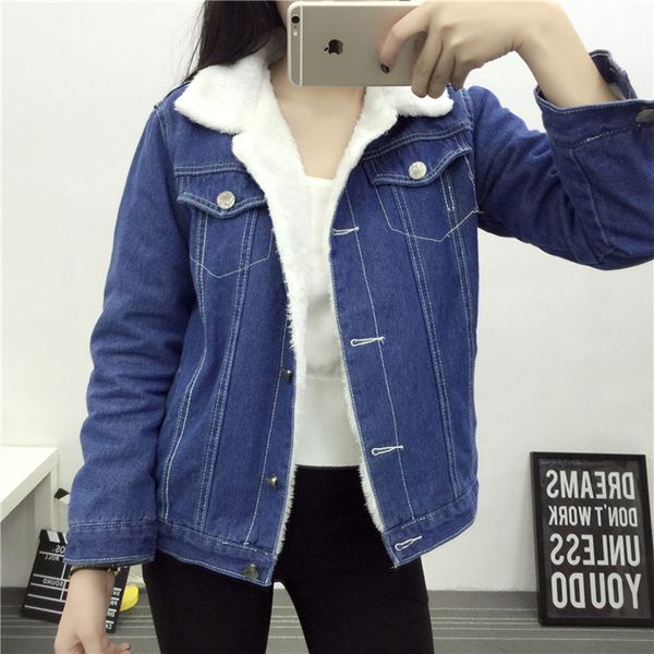 new womens jeans jacket 2019 winter women lambs wool jean jacket coat with pockets long sleeves warm outwear wide denim jackets, Black;brown
new womens jeans jacket 2019 winter women lambs wool jean jacket coat with pockets long sleeves warm outwear wide denim jackets, Black;brown