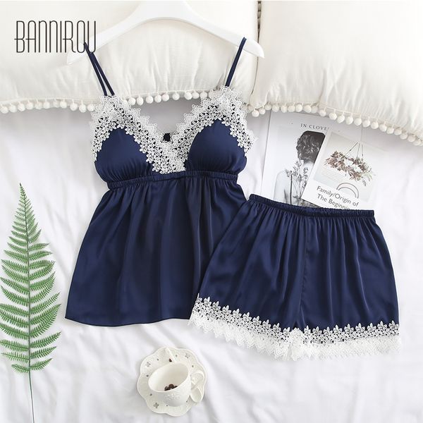 summer woman pajamas set silk stain spaghetti strap home wear sleep clothing female pyjamas suit bannirou 2019, Black;red
summer woman pajamas set silk stain spaghetti strap home wear sleep clothing female pyjamas suit bannirou 2019, Black;red