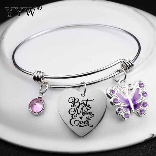women day's mother's day gift stainless steel bangle mom ever letter heart shape charm bracelet creative jewelry rhinestone, Black
women day's mother's day gift stainless steel bangle mom ever letter heart shape charm bracelet creative jewelry rhinestone, Black