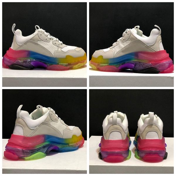 2019 rainbow triple s clear sole cushion casual sneakers dad shoes women mens fashion designer trainers black red beture baskets schuhe, White;red 
2019 rainbow triple s clear sole cushion casual sneakers dad shoes women mens fashion designer trainers black red beture baskets schuhe, White;red