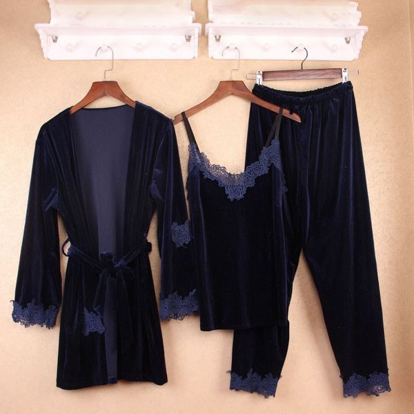 women lace cardigan slim camisolo loose pants pajama sets velvet robe sling pajamas long sleeve pants nightgown, Blue;gray
women lace cardigan slim camisolo loose pants pajama sets velvet robe sling pajamas long sleeve pants nightgown, Blue;gray