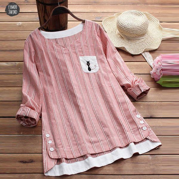 blouse casual and blouses short sleeve ladies striped cat embroidery long sleevel womens women plus size 1228, White
blouse casual and blouses short sleeve ladies striped cat embroidery long sleevel womens women plus size 1228, White