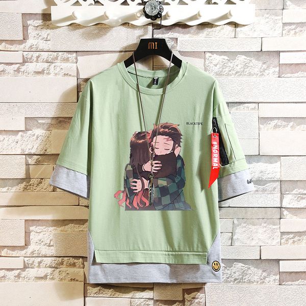 short-sleeved male ghost extinction blade character printing japanese streetwear hip-hop breathable round neck pullover, Black
short-sleeved male ghost extinction blade character printing japanese streetwear hip-hop breathable round neck pullover, Black