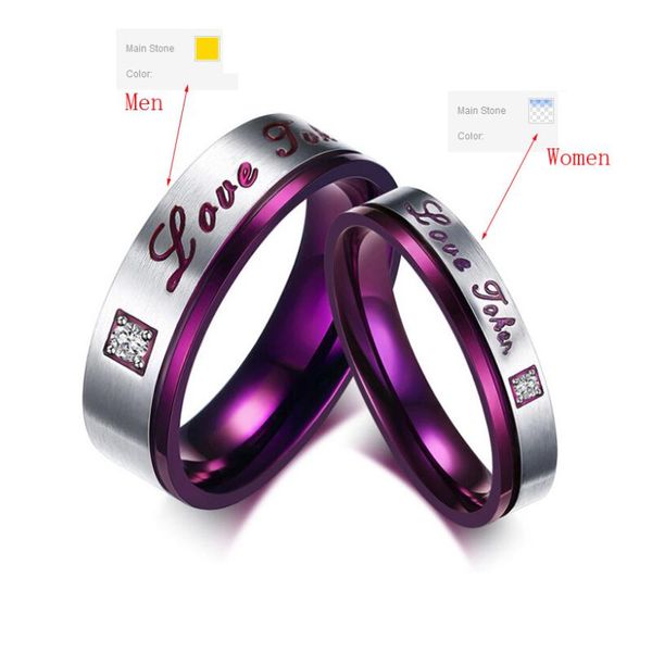 fashion unique couple rings for men women stainless steel cz engagement ring purple, Golden;silver
fashion unique couple rings for men women stainless steel cz engagement ring purple, Golden;silver