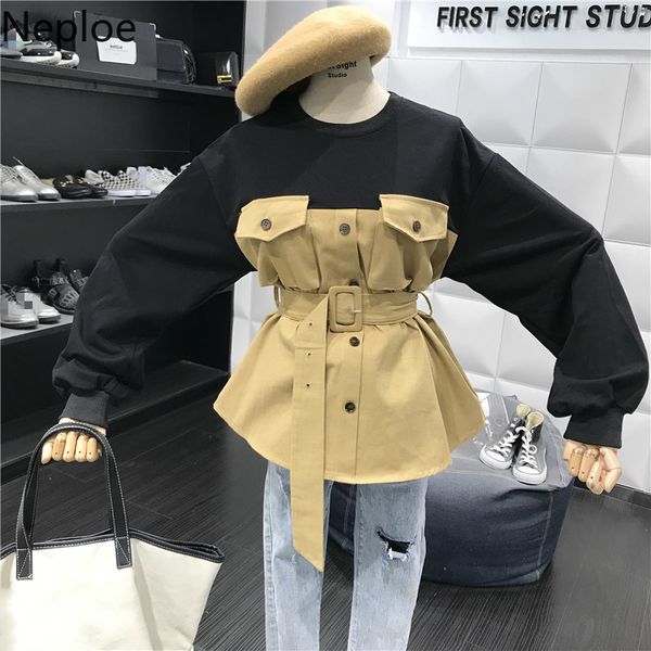 neploe fashion contrast color patchwork o neck hoodies slim waist lace up long sleeve sweatshirt casual slim autumn 47012, Black
neploe fashion contrast color patchwork o neck hoodies slim waist lace up long sleeve sweatshirt casual slim autumn 47012, Black