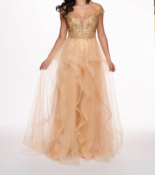 champagne gold prom dress long sheer back red evening dress with beading zipper back, Black
champagne gold prom dress long sheer back red evening dress with beading zipper back, Black