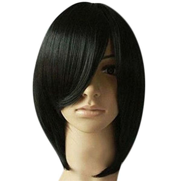

fashion partial bobo wave head wigs for women synthetic short straight bobo black brown wig for women cosplay new hair styling