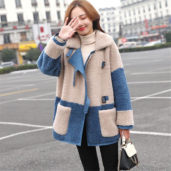2019 autumn and winter fashion new female loose large size stitching contrast color short coat imitation lamb fur coat h0043, Black
2019 autumn and winter fashion new female loose large size stitching contrast color short coat imitation lamb fur coat h0043, Black