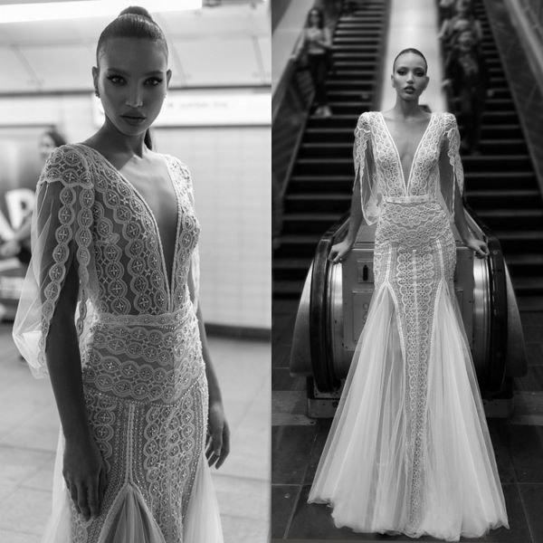 bohemian charchy mermaid wedding dresses short sleeve v neck tulle lace applique princess gown sash floor length bridal gowns, White
bohemian charchy mermaid wedding dresses short sleeve v neck tulle lace applique princess gown sash floor length bridal gowns, White