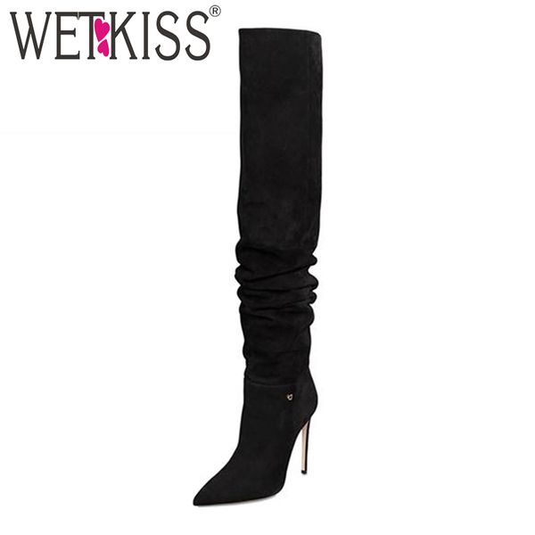 wetkiss over the knee women boots flock footwear pointed toe fashion boot winter short plush high heels lady shoes, Black
wetkiss over the knee women boots flock footwear pointed toe fashion boot winter short plush high heels lady shoes, Black