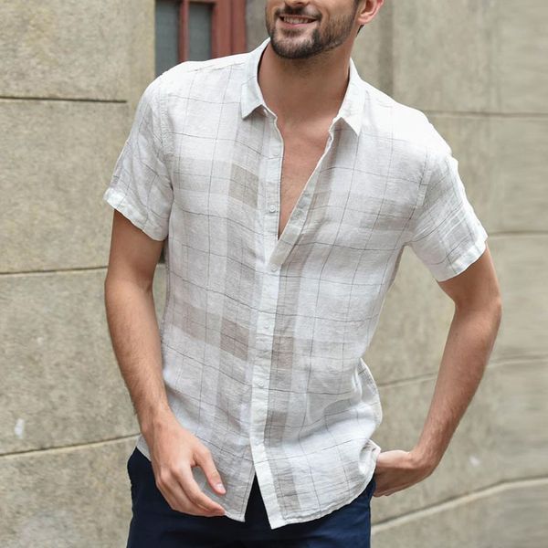summer men's shirts blouse baggy cotton linen plaid print short sleeve button retro turn-down collar men dress shirts, White;black
summer men's shirts blouse baggy cotton linen plaid print short sleeve button retro turn-down collar men dress shirts, White;black