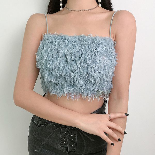 tassel fluffy 2020 summer camisole women faux fur spaghetti strap crop bustier basic polyester, White
tassel fluffy 2020 summer camisole women faux fur spaghetti strap crop bustier basic polyester, White