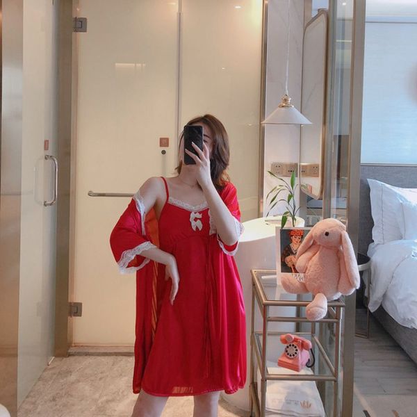 women's sleepwear women nightwear nightie night gown sleep nightgown 2 pieces lace loose female pyjamas homewears, Black;red
women's sleepwear women nightwear nightie night gown sleep nightgown 2 pieces lace loose female pyjamas homewears, Black;red