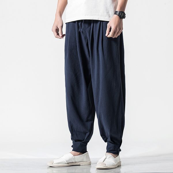 men's pants men chinese style casual loose cotton linen pant male elastic waist harem trousers joggers sweatpants plus size m-5xl, Black
men's pants men chinese style casual loose cotton linen pant male elastic waist harem trousers joggers sweatpants plus size m-5xl, Black