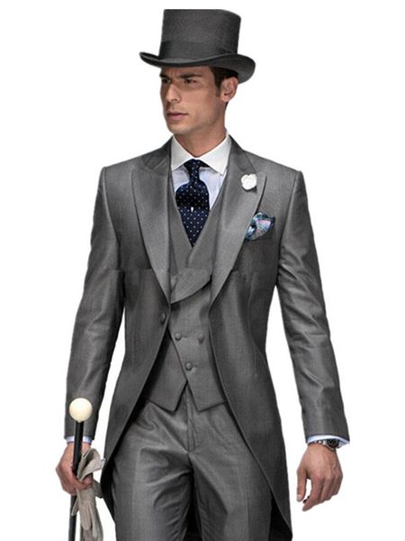 grey italian mens tailcoat wedding suits for men groomsmen suits 3 pieces groom wedding peaked lapel men, White;black
grey italian mens tailcoat wedding suits for men groomsmen suits 3 pieces groom wedding peaked lapel men, White;black