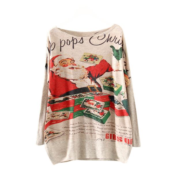 women's sweater new batwing sleeve round neck christmas print autumn winter fashion casual warm loose comfortable jumper #s, White;black
women's sweater new batwing sleeve round neck christmas print autumn winter fashion casual warm loose comfortable jumper #s, White;black