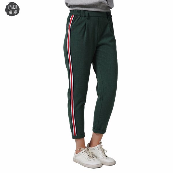 women elegant stripe pants elastic waist green black ladies autumn casual side streetwear fashion trousers mujer kz1162, Black;white
women elegant stripe pants elastic waist green black ladies autumn casual side streetwear fashion trousers mujer kz1162, Black;white