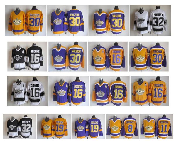 

Vintage LA Los Angeles Kings Jersey 16 Marcel Dionne 19 Butch Goring 30 Rogatien Vachon 32 Kelly Hrudey 8 Drew Doughty Kopitar Retro Hockey