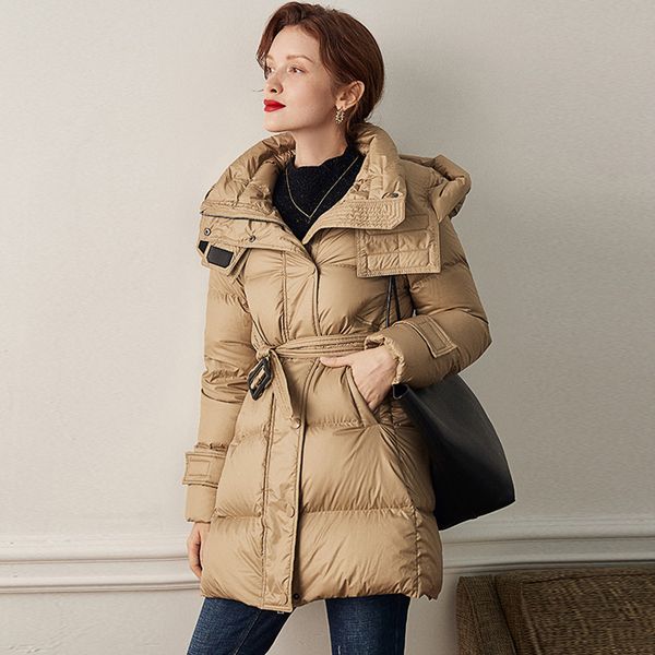 2020 new winter down jacket hooded 90% white duck down coat slim female thicken warm parka with belt outwear, Black
2020 new winter down jacket hooded 90% white duck down coat slim female thicken warm parka with belt outwear, Black