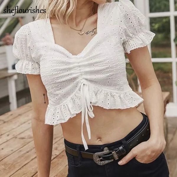 vintage blouse summer blouse women puff sleeve shirt korean ruffle v neck embroidery hollow out shirt elastic, White
vintage blouse summer blouse women puff sleeve shirt korean ruffle v neck embroidery hollow out shirt elastic, White