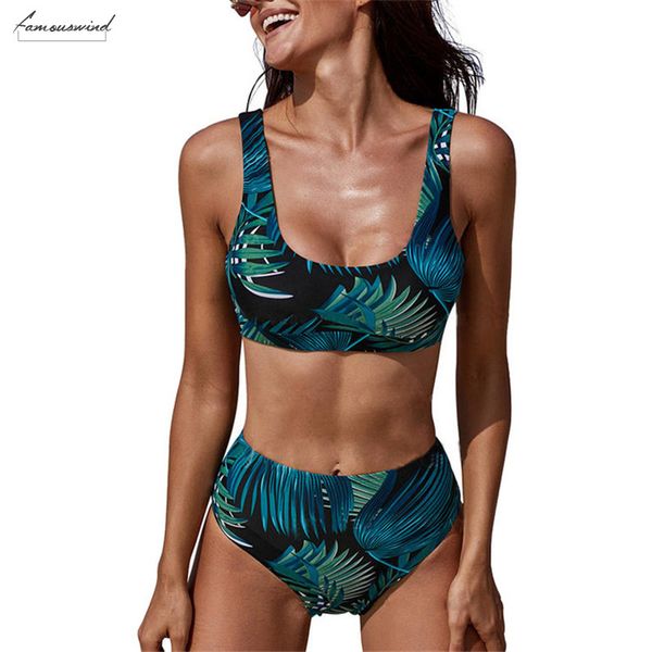 women swimsuit sports push up swimwear tropical palm leaf high waist bikini female scoop neck swim bathing suits, White;black
women swimsuit sports push up swimwear tropical palm leaf high waist bikini female scoop neck swim bathing suits, White;black