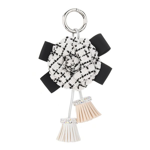 women cute handmade black white camellia flower tassel bag key chain for girl fashion car keyrings pendant ornament accessories, Silver
women cute handmade black white camellia flower tassel bag key chain for girl fashion car keyrings pendant ornament accessories, Silver