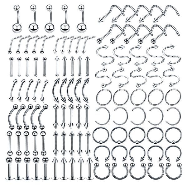 110pcs body jewelry piercing lot stainless steel nose ear navel belly, Slivery;golden
110pcs body jewelry piercing lot stainless steel nose ear navel belly, Slivery;golden