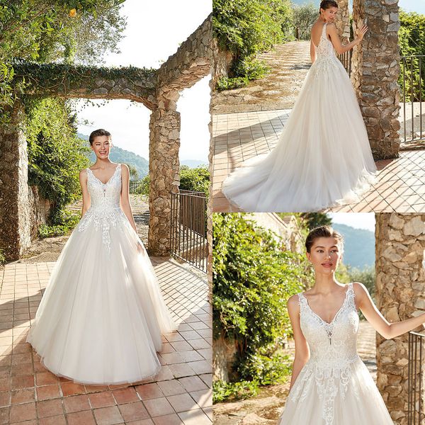 2020 eddy k boho wedding dresses a line v neck appliqued lace tulle country bridal gowns sweep train custom made bohemian wedding dress, White
2020 eddy k boho wedding dresses a line v neck appliqued lace tulle country bridal gowns sweep train custom made bohemian wedding dress, White