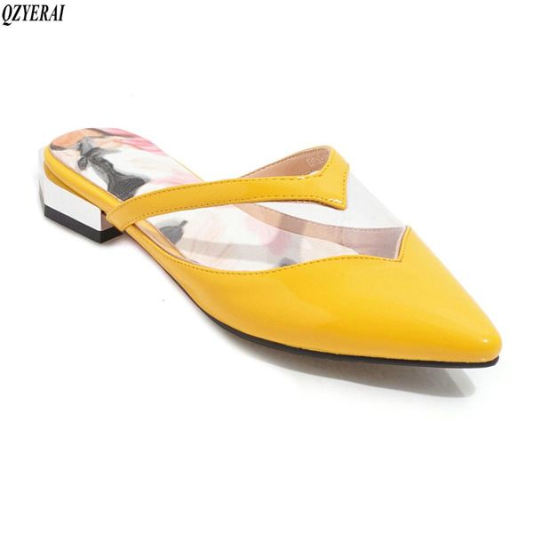 new spring summer patent leather women's slippers pointed slippers outdoor party women's shoes size 34-48, Black
new spring summer patent leather women's slippers pointed slippers outdoor party women's shoes size 34-48, Black