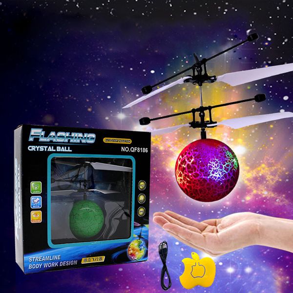 

magic rc drone flying ball led flashing aircraft induction electric remote control helicopter kids toys christmas gift with box 3 colors