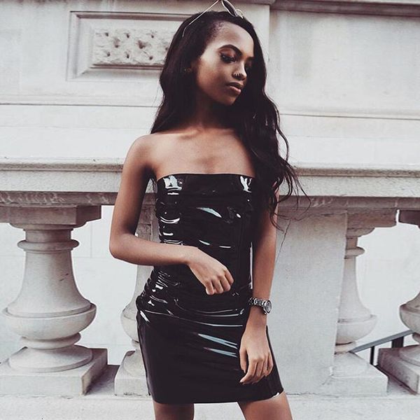party dress women designer clothes pu leather women dress sleeveless mini bodycon club s spring black red leather designer clothes, Black;gray
party dress women designer clothes pu leather women dress sleeveless mini bodycon club s spring black red leather designer clothes, Black;gray