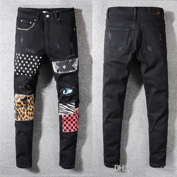 2020 new arrival brand designer men denim jeans embroidery pants fashion holes trousers italy size 40, Blue
2020 new arrival brand designer men denim jeans embroidery pants fashion holes trousers italy size 40, Blue