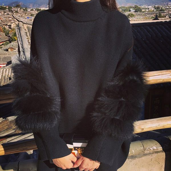 Women Patchwork Faux Fur Sleeve Jumper Women Knitted Fluffy Pullovers Two-Sided Wear Long Sleeve Casual Pullovers Outerwear
Women Patchwork Faux Fur Sleeve Jumper Women Knitted Fluffy Pullovers Two-Sided Wear Long Sleeve Casual Pullovers Outerwear