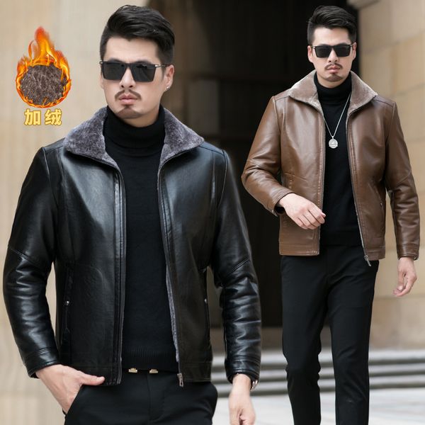 shanghai new europe sang 2020 winter dad leather coat brushed and thick middle-aged, Black
shanghai new europe sang 2020 winter dad leather coat brushed and thick middle-aged, Black