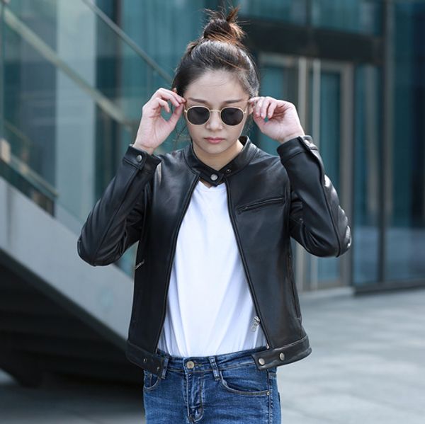 factory 2018 new women black genuine leather jacket fashion short real slim fit biker jackets simple lady casula coats
factory 2018 new women black genuine leather jacket fashion short real slim fit biker jackets simple lady casula coats